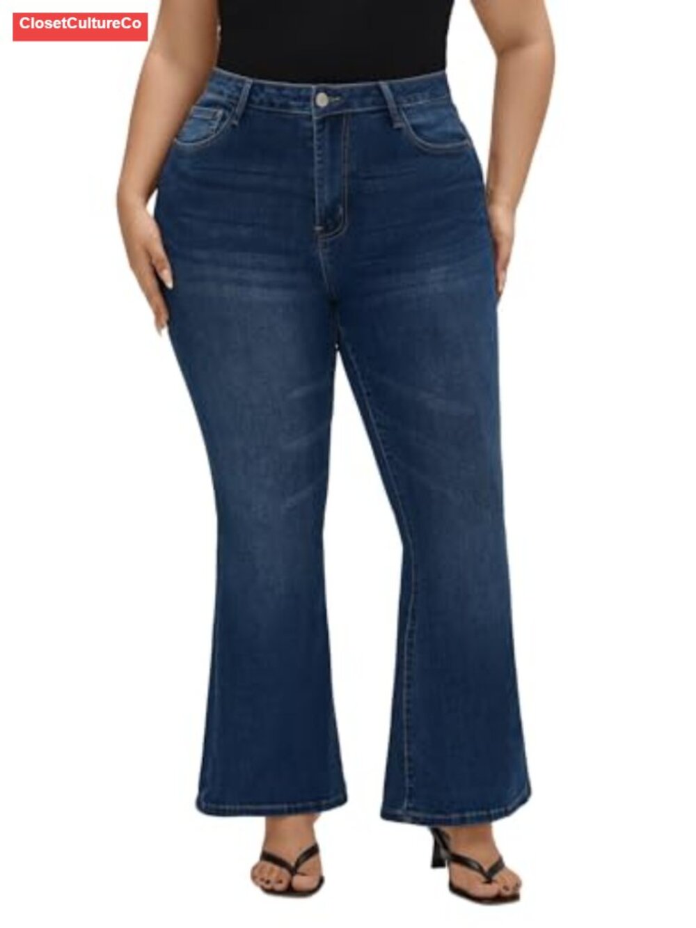 High Waisted Flare Jeans Stretch Bootcut Curvy Fit Denim